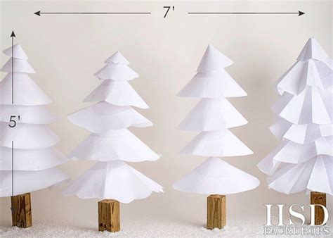 Christmas White Paper Trees Christmas Photography Backdrops Paper