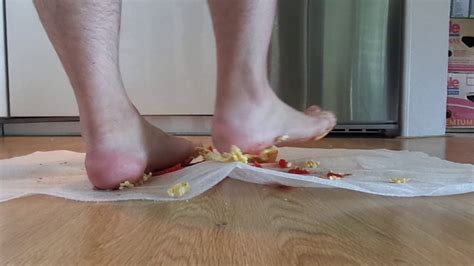 Barefoot Food Stomping Trampling Tomatoes Rice Cake And Cookies Youtube