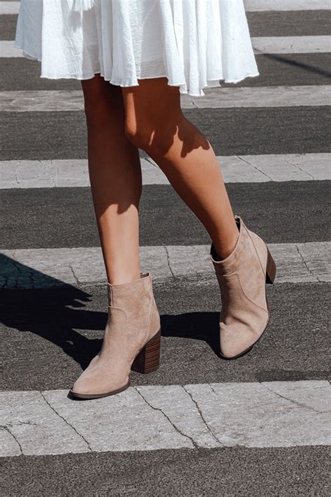 taupe suede ankle boots pointed toe booties suede booties lulus
