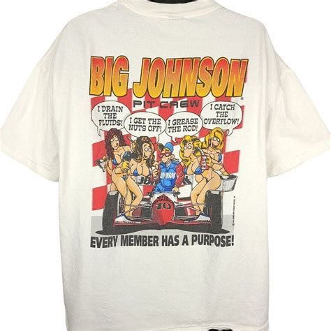 Vintage 90s Big Johnson Pit Crew T Shirt Shop Thrilling