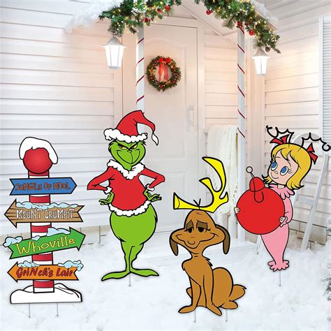 Amazon.com : RINOLY 4PCS Grinchs Christmas Decorations, Whoville Yard