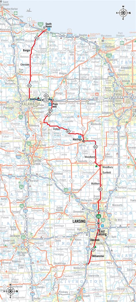 Michigan Highways Route Listings M 43 Route Map