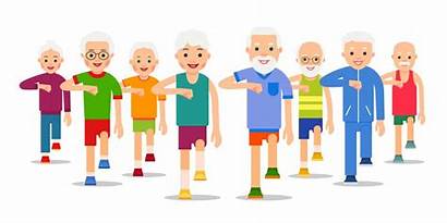 Older Active Crowd Adult Exercise Physical Walking