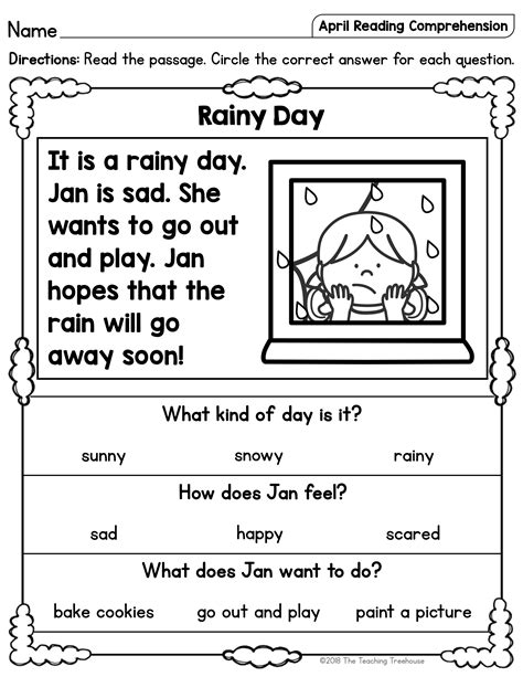 April Reading Comprehension Passages For Kindergarten And First Grade