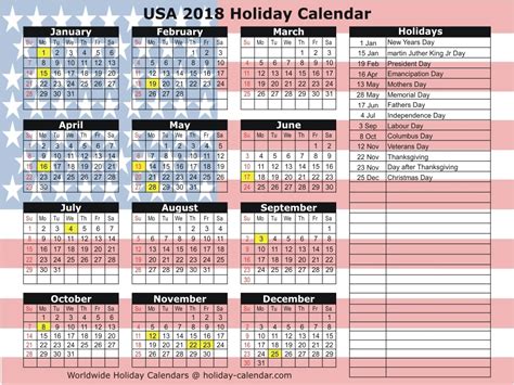 United States 2018 2019 Holiday Calendar Qualads