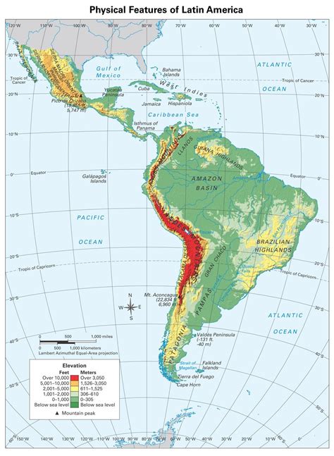 Online Maps Physical Map Of Latin America