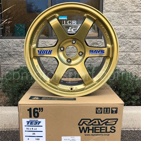Rays Volk Racing Te37 Wheels 16x8 4x100 25 Offset Hyper Gold Concave Face