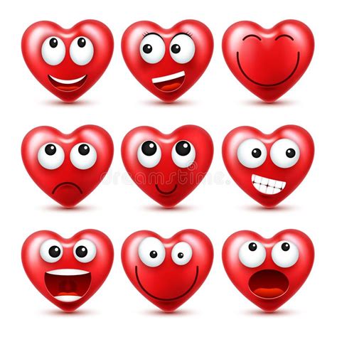 Heart Smiley Emoji Vector For Valentines Day Funny Red Face With