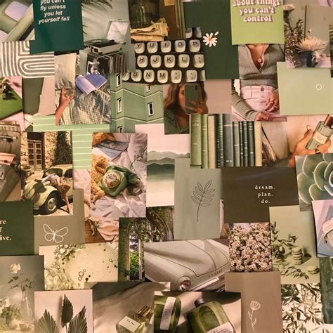 50pc Sage Green Aesthetic Glossy Photos Wall Collage Kit
