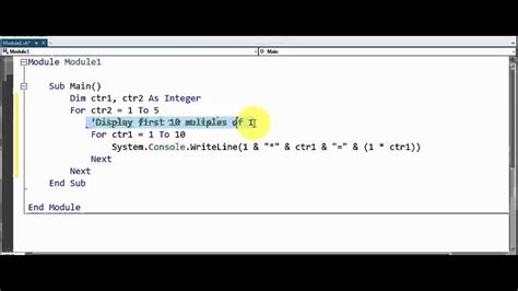 Visual Basic Nested Loops Example 1 Youtube