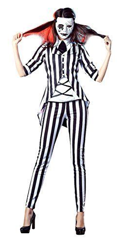 lusiya women s fashion gothic ghost halloween costume circus striped suit beetlejuice