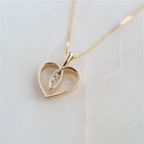 Gold Heart Diamond Necklace By Oh So Cherished