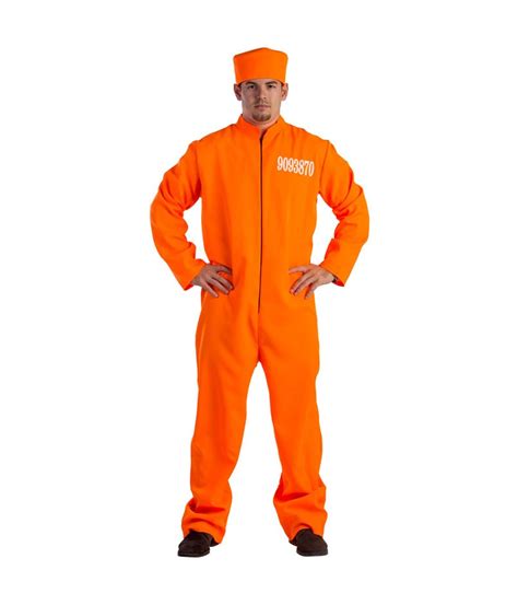 Mens Orange Prisoner Overall Jumpsuit Convict Stag Do Party Costume