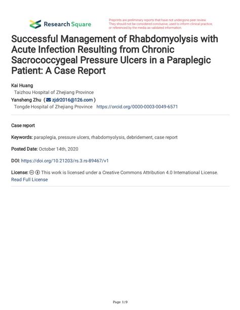 Successful Management Of Rhabdomyolysis With Acute Infection Resulting