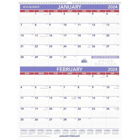 At A Glance 2 Month Wall Calendar Large Size Julian Dates Monthly