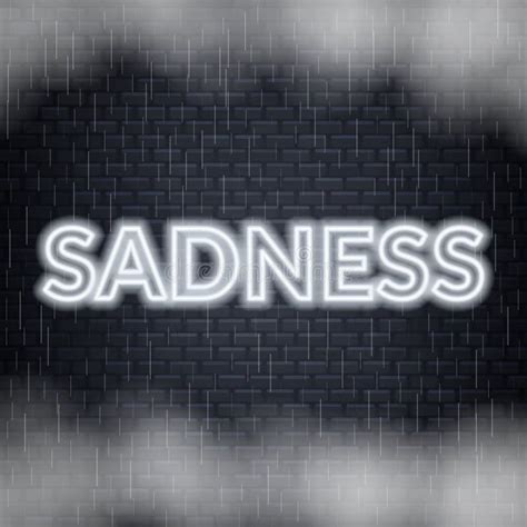 Sadness Neon Lettering Sad Mood Vector Illustration Stock