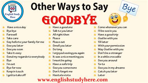 Other Ways To Say Goodbye In English English Study Here