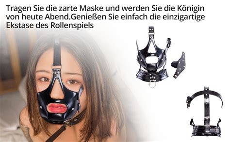 Sm Kopfmaske Mit Mundknebel Verstellbare Leder Kopfhaube Bondage Maske Erotischer Fetisch
