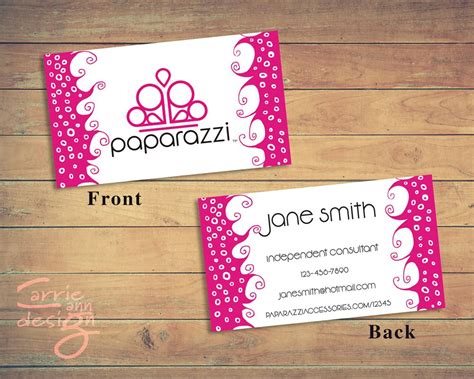 Then, customize your jewelry business card design in our studio. Paparazzi Business Card, Custom Paparazzi Accessories Business Card, Fast Free Personalization ...