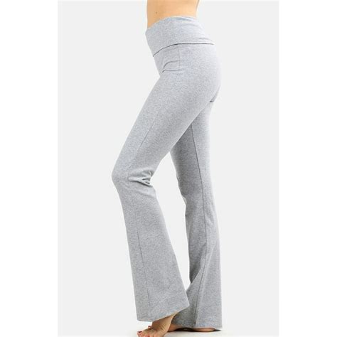 Appleletics Womens Solid Cotton Yoga Pants With Fold Down Waist