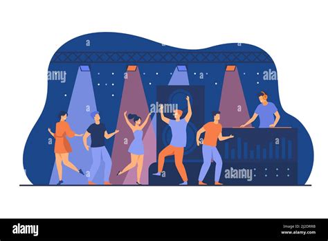 Happy Young People Dancing In Club Isolated Flat Vector Illustration