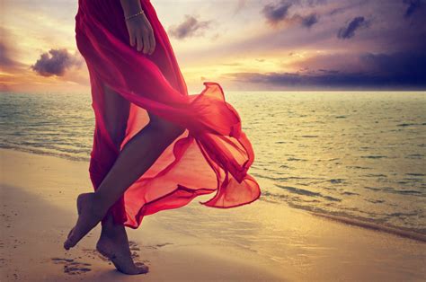 Wallpaper Sunlight Women Outdoors Sunset Sea Nature Sand Legs Beach Morning Red Dress