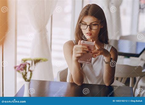 Beautiful Brunette With Glasses Stock Photo Image Of Occupation