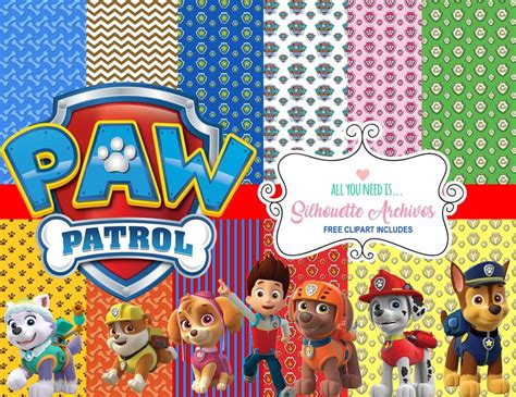 Paw Patrol Digital Paper Clipart Scrapbook Instant Download Etsy