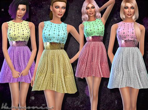 Metallic Blend And Tulle Dress By Harmonia At Tsr Sims 4 Updates