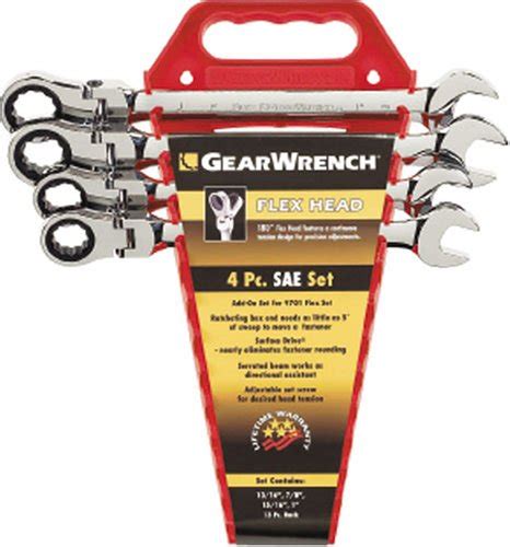 Gearwrench Flex Head Ratcheting Combination Sae Wrench Completer Set 4
