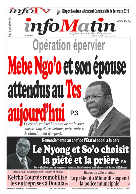 Cameroun Journal Info Matin Du 14 Février 2019 Camerlex