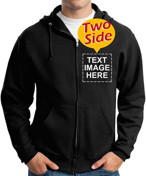 Custom Full Zip Hoodies Sweatshirt For Men Design Your Own Two Sided