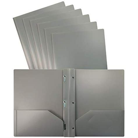 Better Office Products Gray Plastic 2 Pocket Folders With Prongs 24
