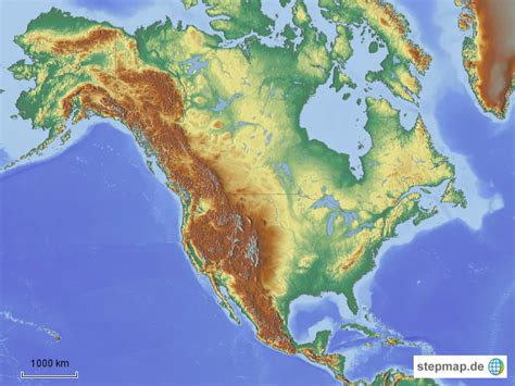 Stepmap Reliefkarte Nordamerika Landkarte Für Nordamerika