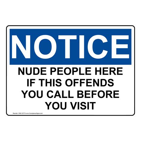 OSHA Nude People Here If This Offends Sign ONE 33774