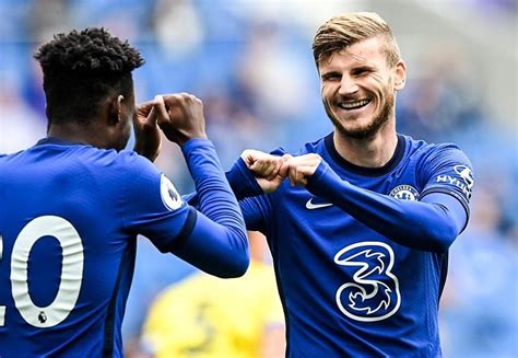 Football player for chelsea fc and germany. (Image): Timo Werner celebrates his unofficial first goal ...