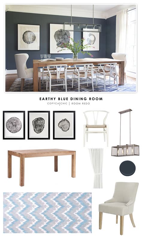 Copy Cat Chic Room Redo Earthy Blue Dining Room Copy Cat Chic