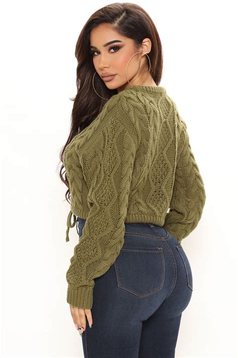 Kelly Cable Knit Sweater Olive Fashion Nova Sweaters Fashion Nova
