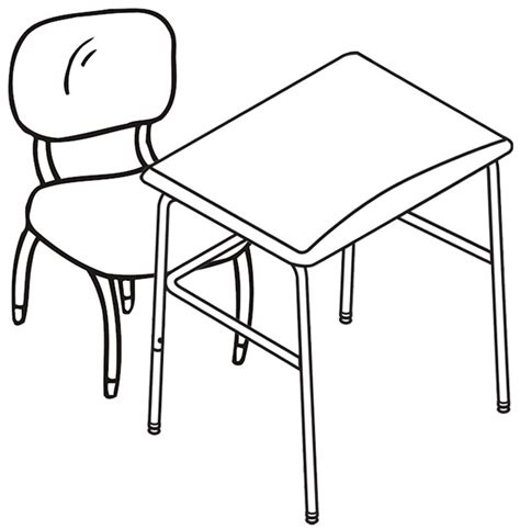Chairs Table With Pages Coloring Pages