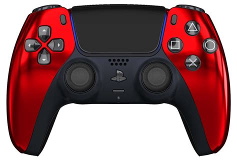 Tcp Chrome Red Ps5 Controller With Black Buttons And Back Shell The
