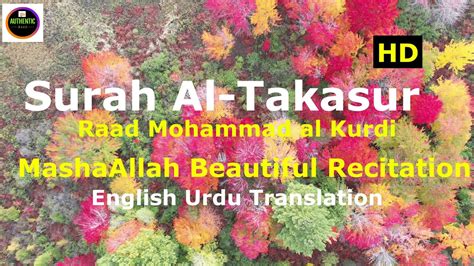 Surah At Takathur Hd By Sheikh Raad Mohammad Al Kurdi Full English