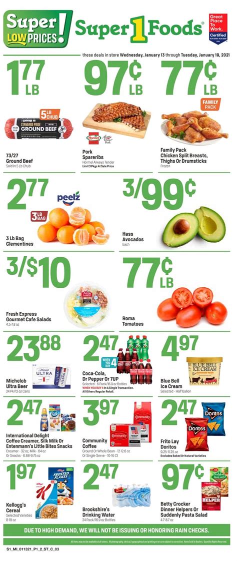 Committed to offering the lowest price el super always give weekly ad to all customers in the el super store this week. Super 1 Foods Ad Circular - 01/13 - 01/19/2021 | Rabato