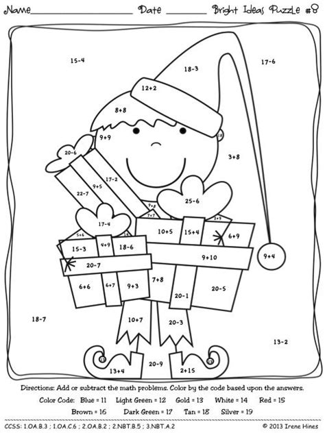 Bright Ideas For The Holidays Christmas Math Puzzles ~ Color By The