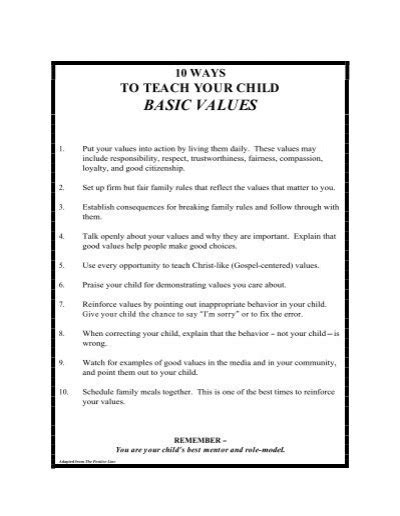10 Ways To Teach Your Child Basic Values