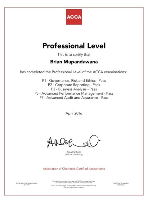 Acca Professional Level Certificate