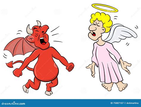 Cartoon Angel And Devil Stock Vector Illustration Of Religion 75887107