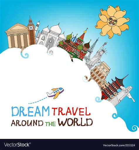Dream Travel Around The World Royalty Free Vector Image