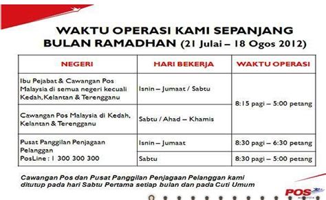 Pos malaysia has just opened a new post office to make it more convenient for people working and living in cyberjaya. 1 Waktu Operasi Pejabat Pos sepanjang RAMADHAN ...