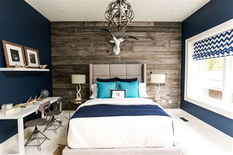 Blue master bedroom in retro style. Pin on Color Schemes
