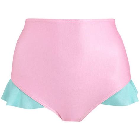 Mermaid Pink Frill Bikini Bottom High Waist Womens Swimsuit Tumblr